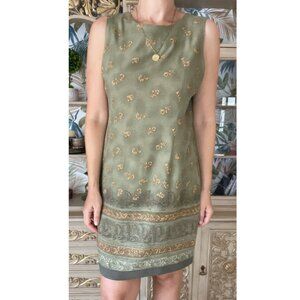 Sag Harbor Green Gold Sleeveless Midi Sundress Size Large